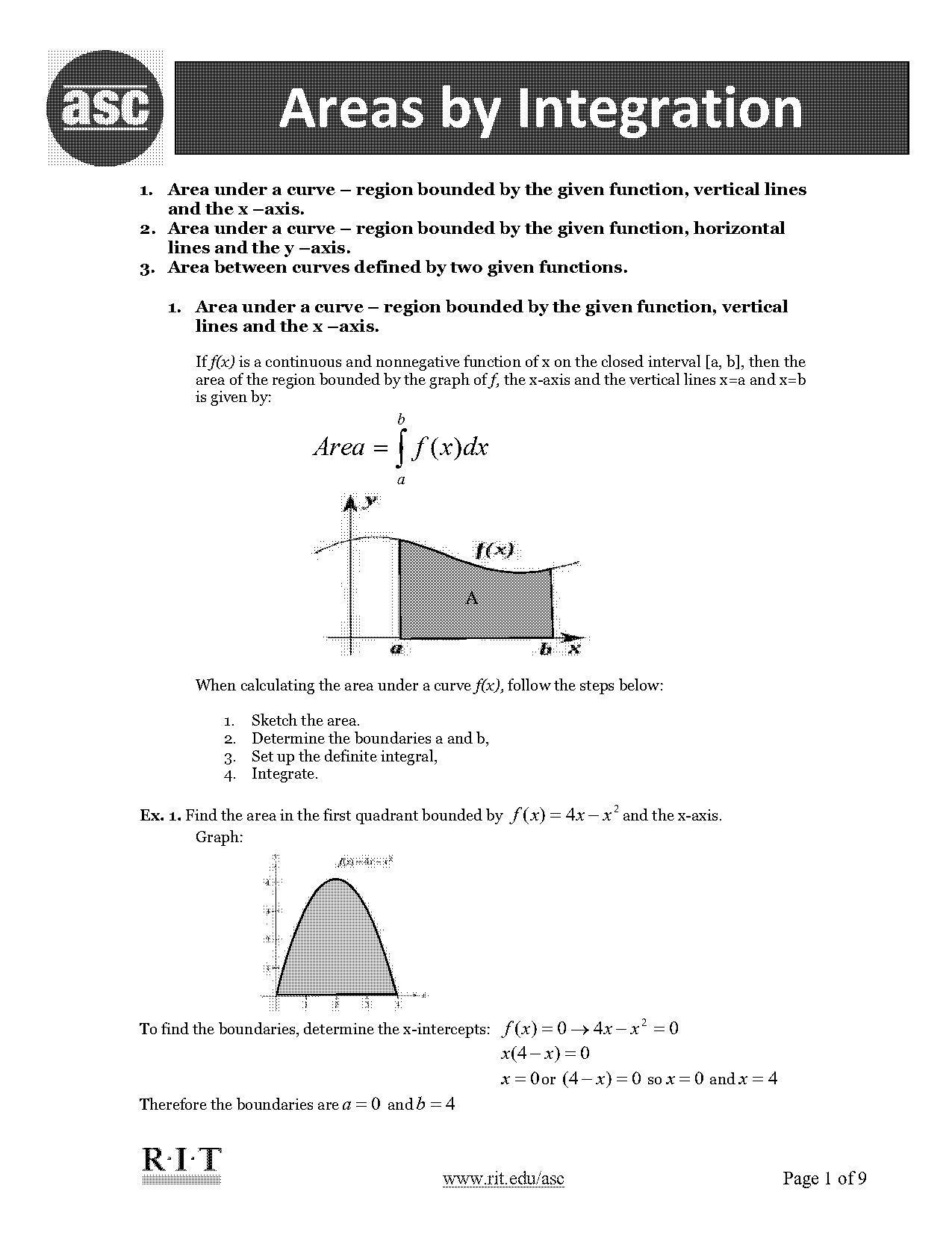 solving definite integral with geometry worksheet